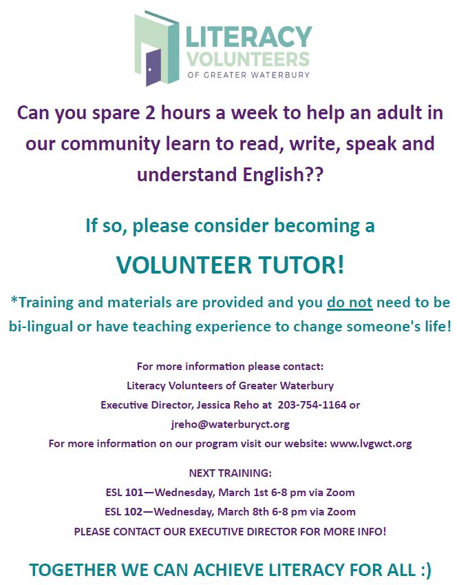 ESL101 – New Tutor Training- MUST REGISTER BY 2/24/23!! – Literacy ...